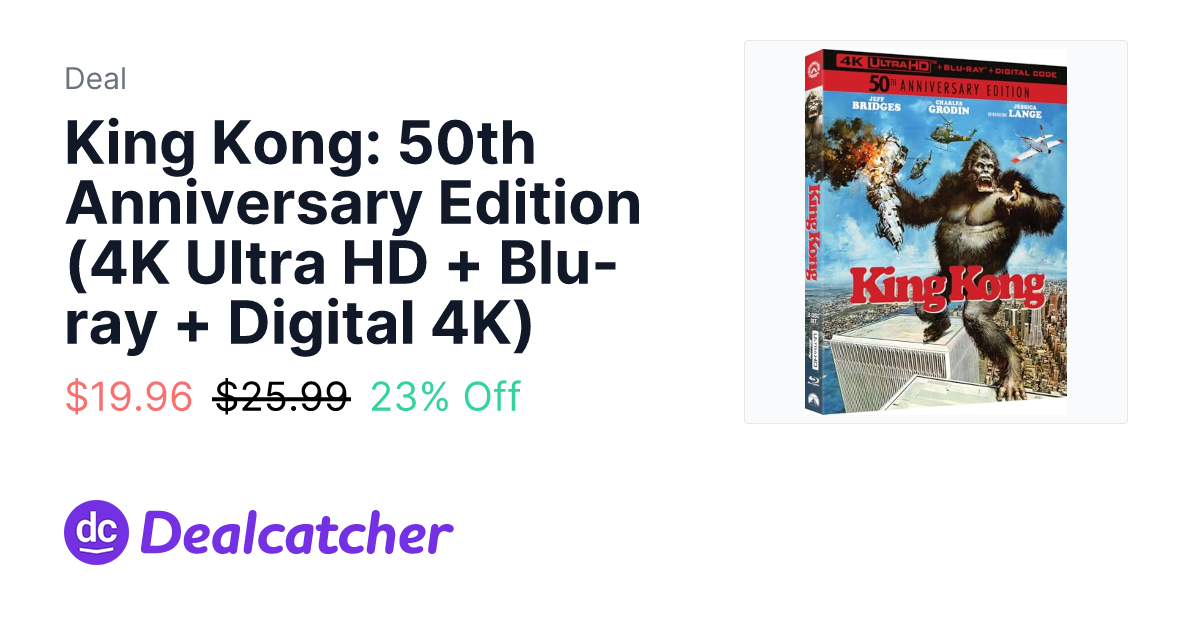 Amazon - King Kong: 50th Anniversary Edition (4K Ultra HD + Blu-ray + Digital 4K) $19.96