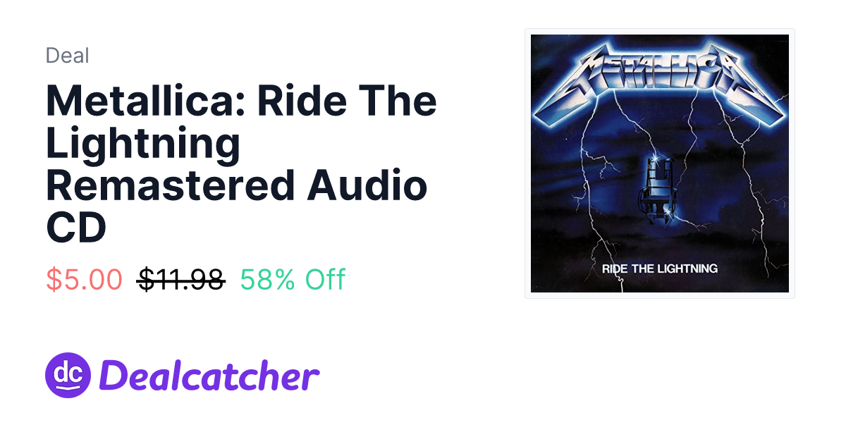 Amazon - Metallica: Ride The Lightning Remastered Audio CD $5.00