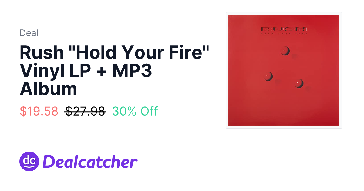Amazon - Rush "Hold Your Fire" Vinyl LP + MP3 Album $19.58