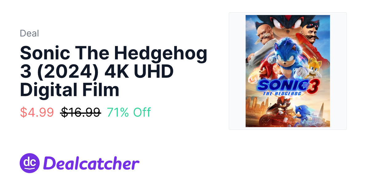 Amazon - Sonic The Hedgehog 3 (2024) 4K UHD Digital Film $4.99