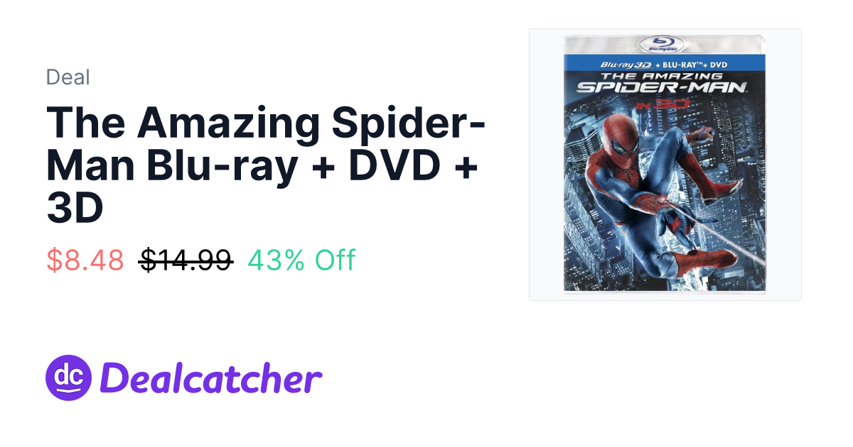 Amazon - The Amazing Spider-Man Blu-ray + DVD + 3D $8.48