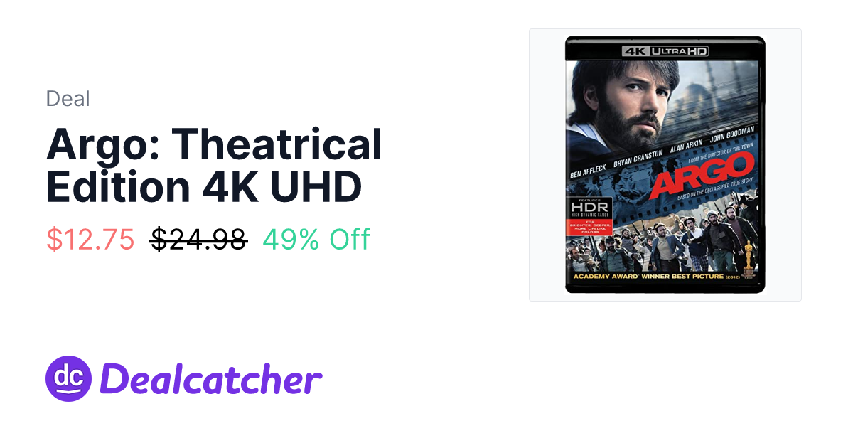 Amazon - Argo: Theatrical Edition 4K UHD $12.99