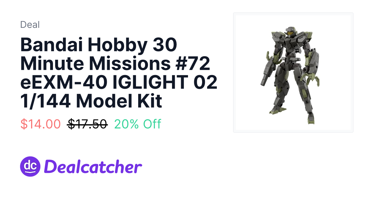 Amazon - Bandai Hobby 30 Minute Missions #72 eEXM-40 IGLIGHT 02 1/144 Model Kit $14.00