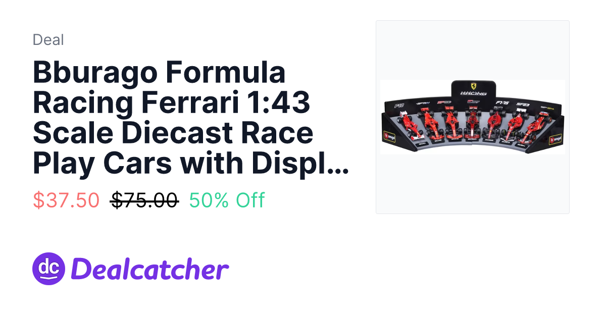 Walmart - Bburago Formula Racing Ferrari 1:43 Scale Diecast Race Play Cars with Display Stand 7 Pack $37.50