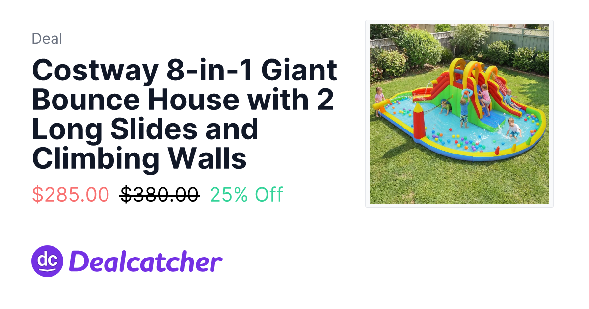 Costway - Costway 8-in-1 Giant Bounce House with 2 Long Slides and Climbing Walls $285.00