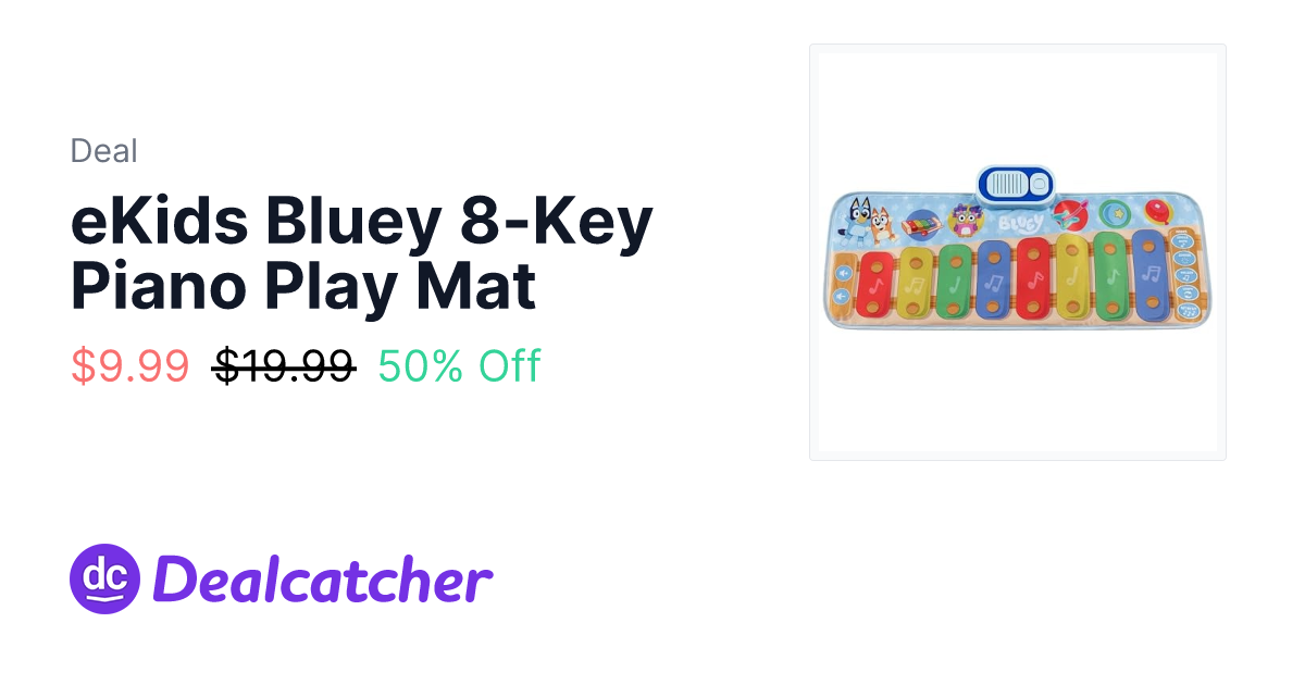 Amazon - eKids Bluey 8-Key Piano Play Mat $9.99