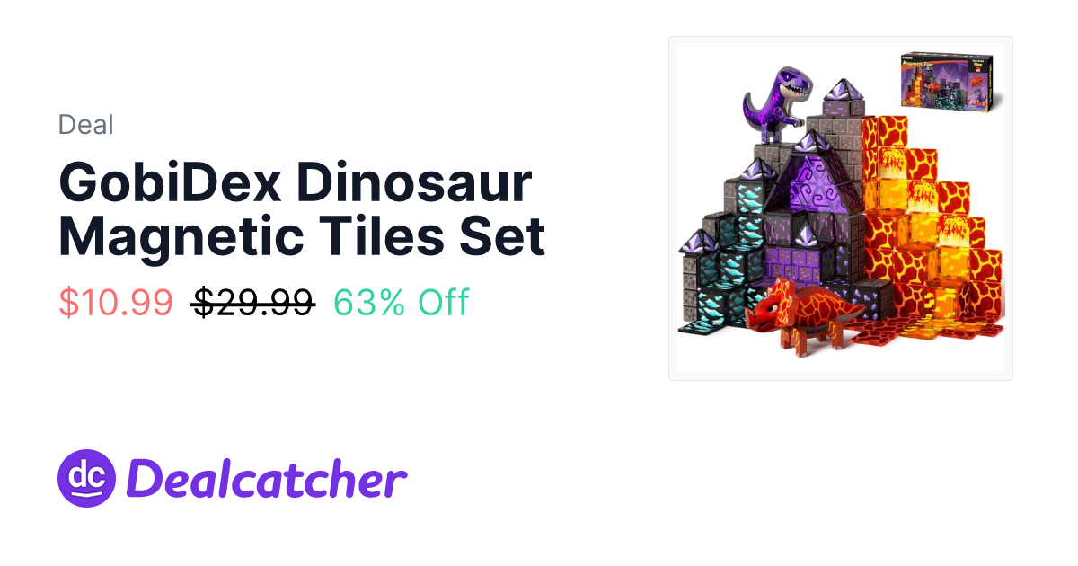 Amazon - GobiDex Dinosaur Magnetic Tiles Set $10.99