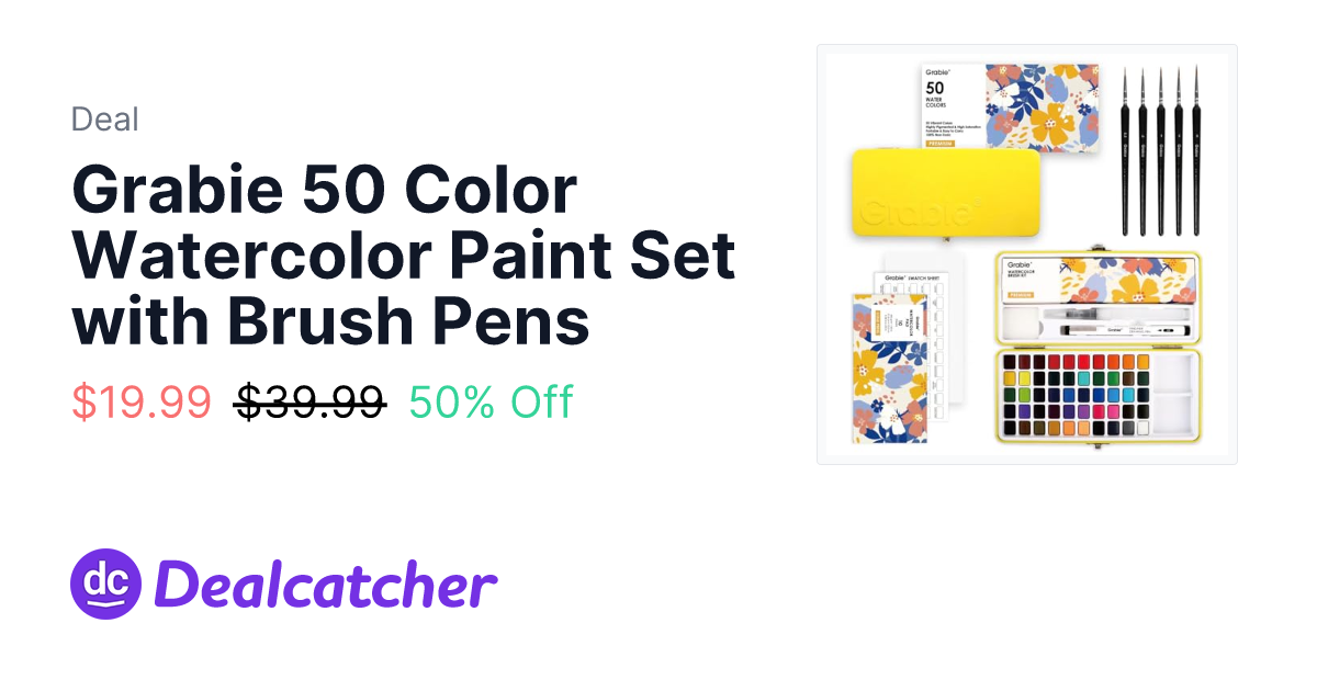Amazon - Grabie 50 Color Watercolor Paint Set with Brush Pens $19.99