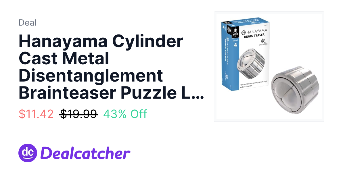 Amazon - Hanayama Cylinder Cast Metal Disentanglement Brainteaser Puzzle Level 4 $11.42