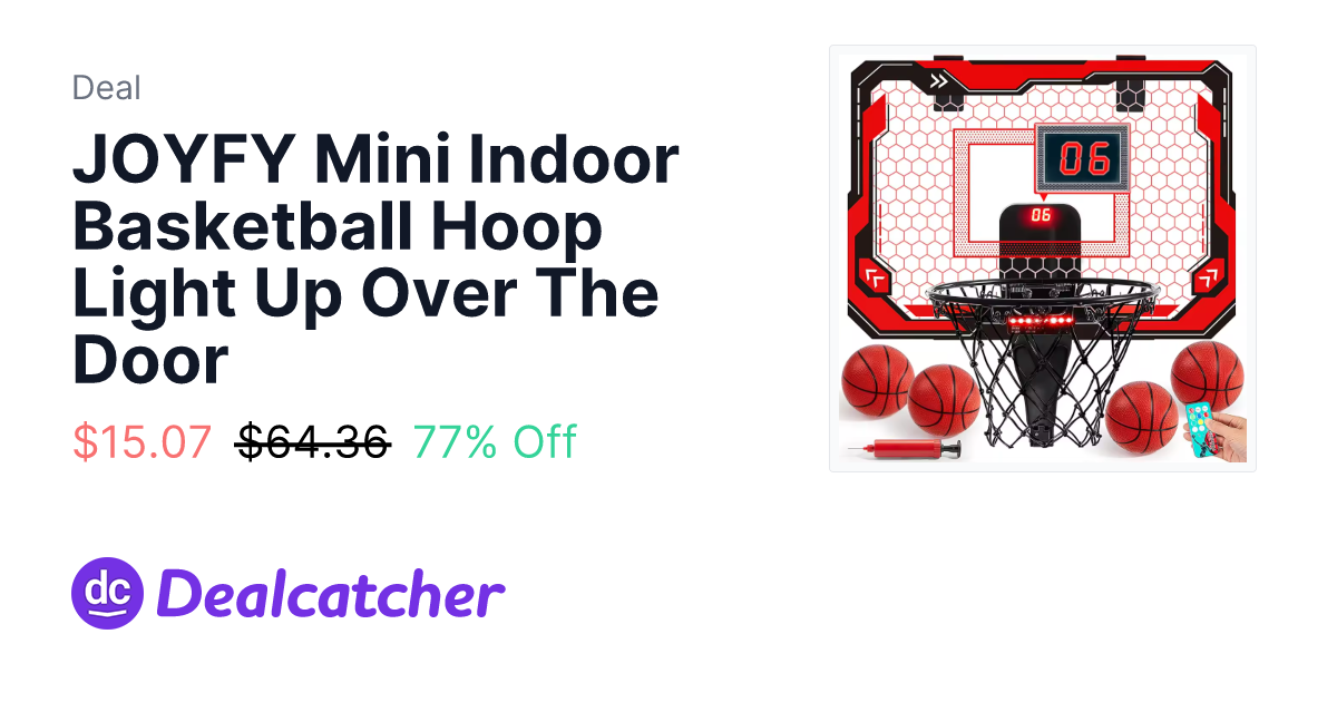AliExpress - JOYFY Mini Indoor Basketball Hoop Light Up Over The Door $15.07