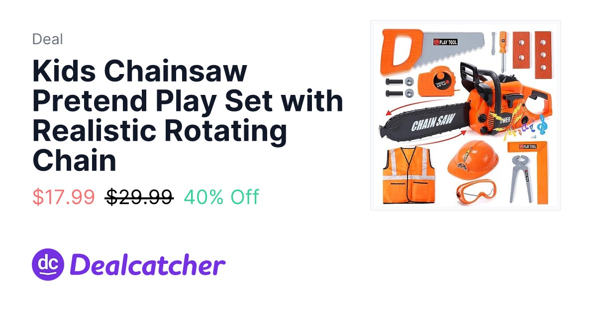 Amazon - Kids Chainsaw Pretend Play Set with Realistic Rotating Chain $17.99
