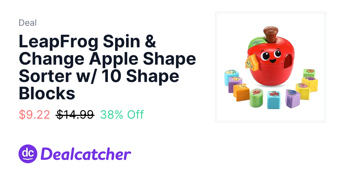 Amazon - LeapFrog Spin & Change Apple Shape Sorter w/ 10 Shape Blocks $9.22