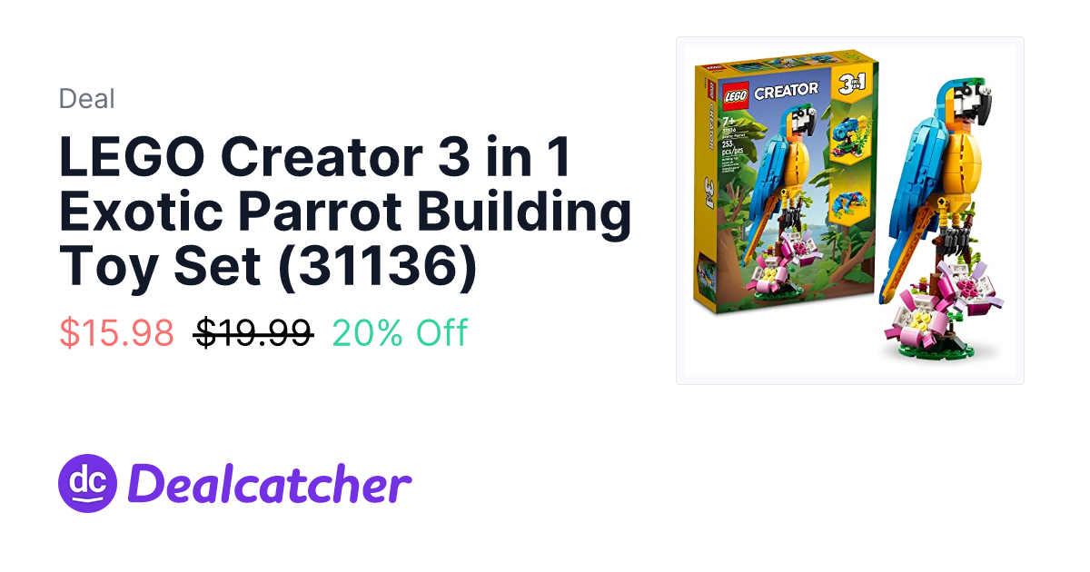 Amazon - LEGO Creator 3 in 1 Exotic Parrot Building Toy Set (31136) $15.98