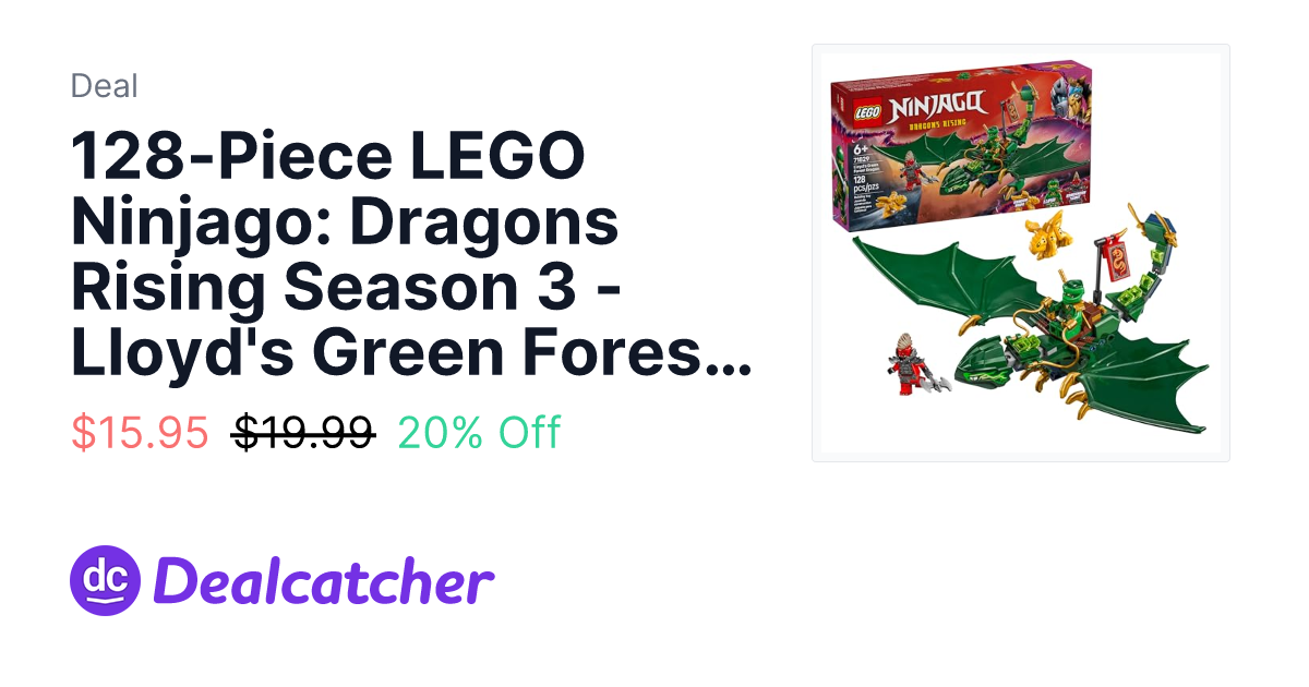Amazon - 128-Piece LEGO Ninjago: Dragons Rising Season 3 - Lloyd's Green Forest Dragon $15.95