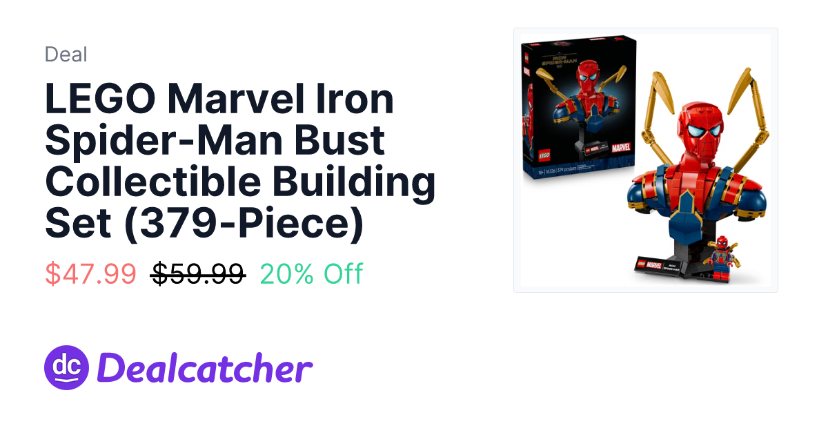 Walmart - LEGO Marvel Iron Spider-Man Bust Collectible Building Set (379-Piece) $47.99