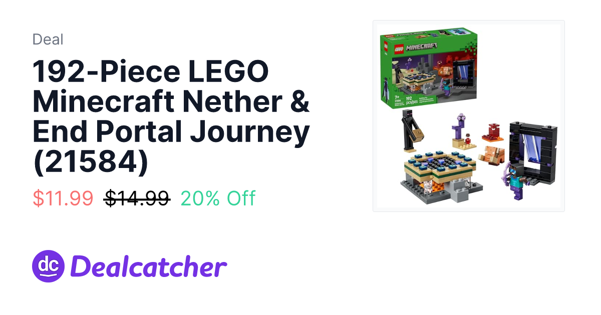Amazon - 192-Piece LEGO Minecraft Nether & End Portal Journey (21584) $11.99