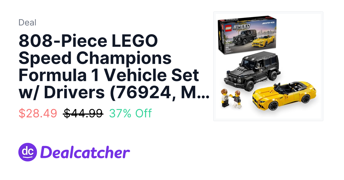 Amazon - 808-Piece LEGO Speed Champions Formula 1 Vehicle Set w/ Drivers (76924, Mercedes-AMG G 63 & Mercedes-AMG SL 63 F1) $28.49