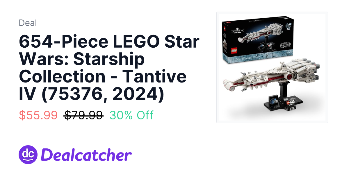 Amazon - 654-Piece LEGO Star Wars: Starship Collection - Tantive IV (75376, 2024) $55.99