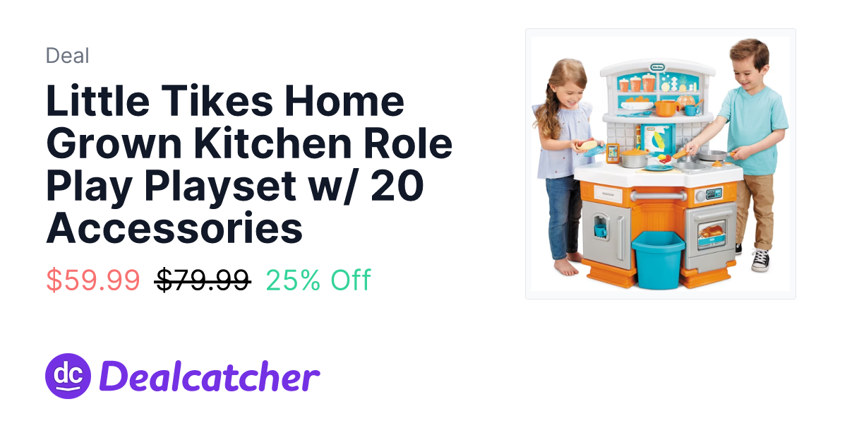 Walmart - Little Tikes Home Grown Kitchen Role Play Playset w/ 20 Accessories $59.99