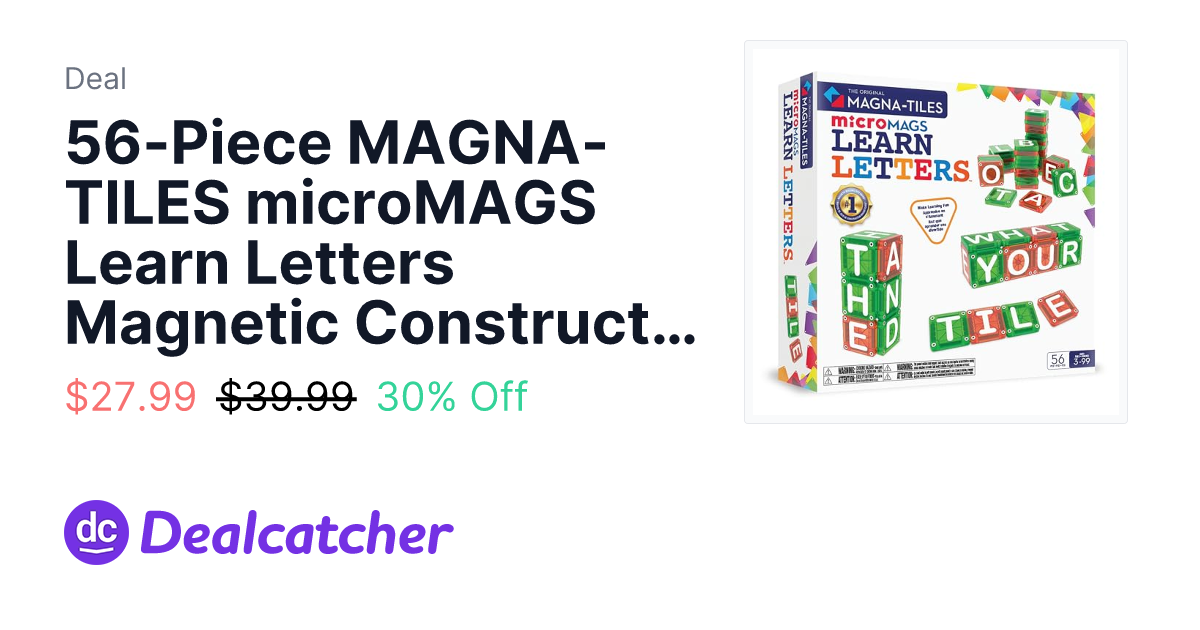 Amazon - 56-Piece MAGNA-TILES microMAGS Learn Letters Magnetic Construction Set $27.99