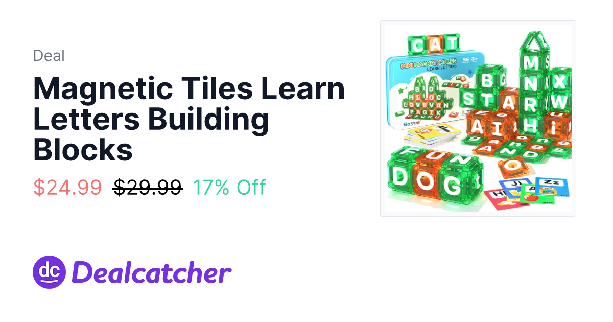 Amazon - Magnetic Tiles Learn Letters Building Blocks $23.99