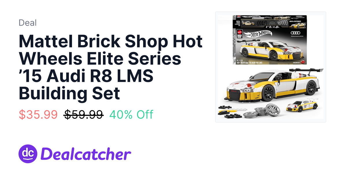 Amazon - Mattel Brick Shop Hot Wheels Elite Series ’15 Audi R8 LMS Building Set $35.99