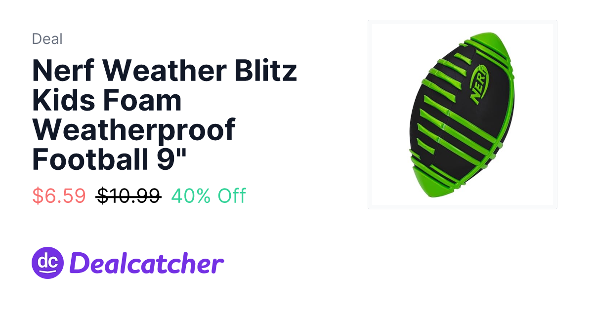 Amazon - Nerf Weather Blitz Kids Foam Weatherproof Football 9" $6.59