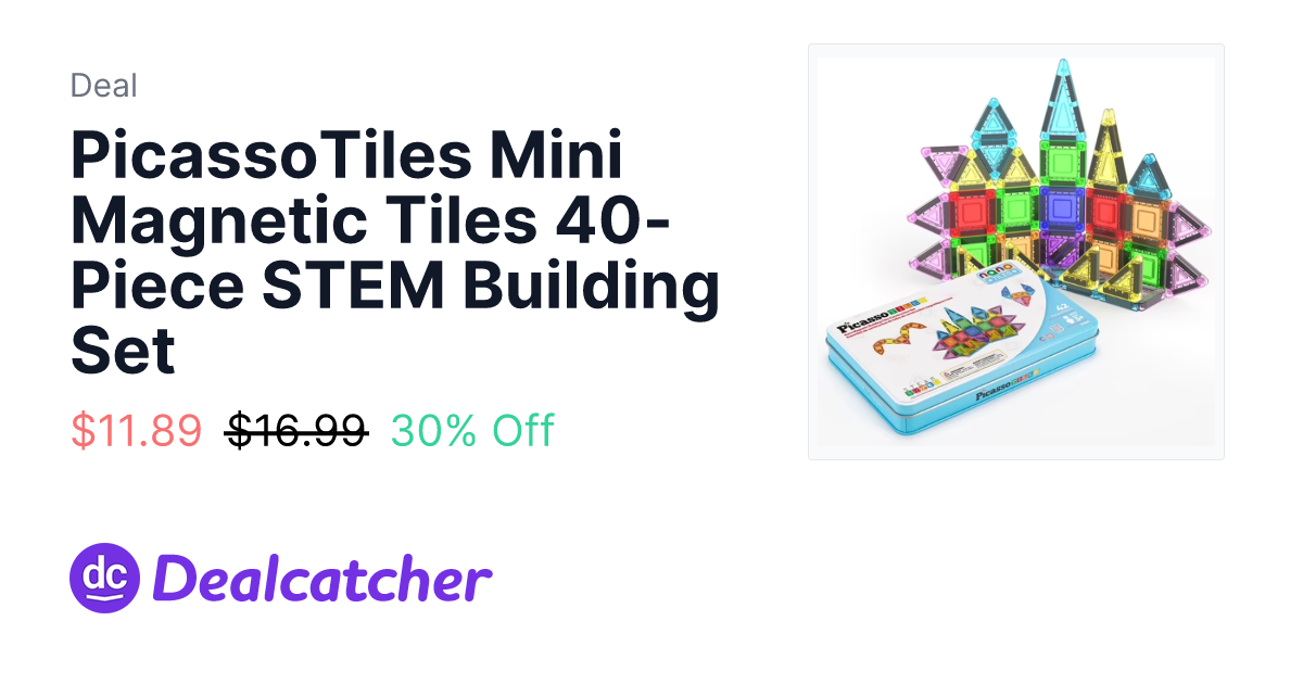 Walmart - PicassoTiles Mini Magnetic Tiles 40-Piece STEM Building Set $11.89