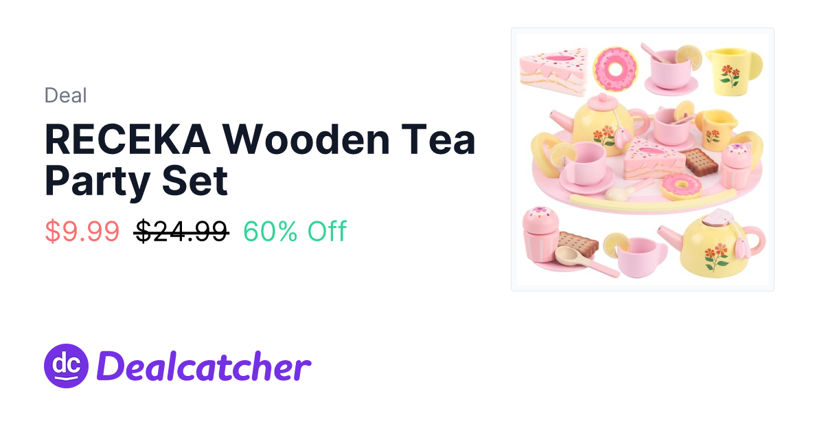 Amazon - RECEKA Wooden Tea Party Set $9.99