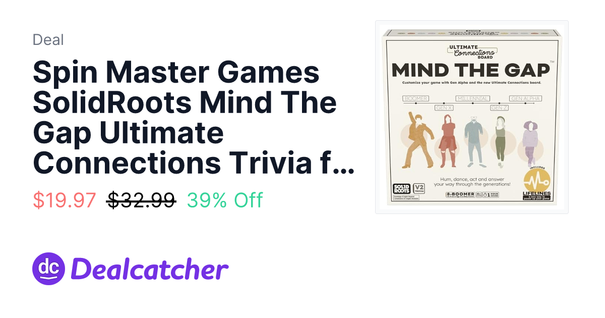 Amazon - Spin Master Games SolidRoots Mind The Gap Ultimate Connections Trivia for Generations $19.97