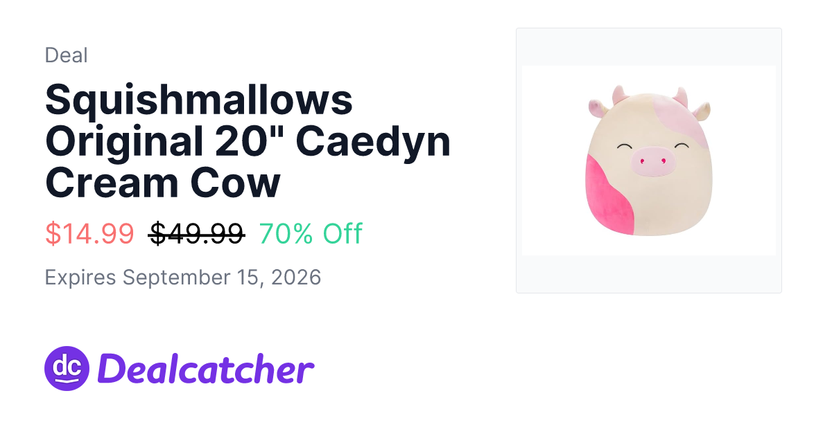 Woot - Squishmallows Original 20" Caedyn Cream Cow $14.99
