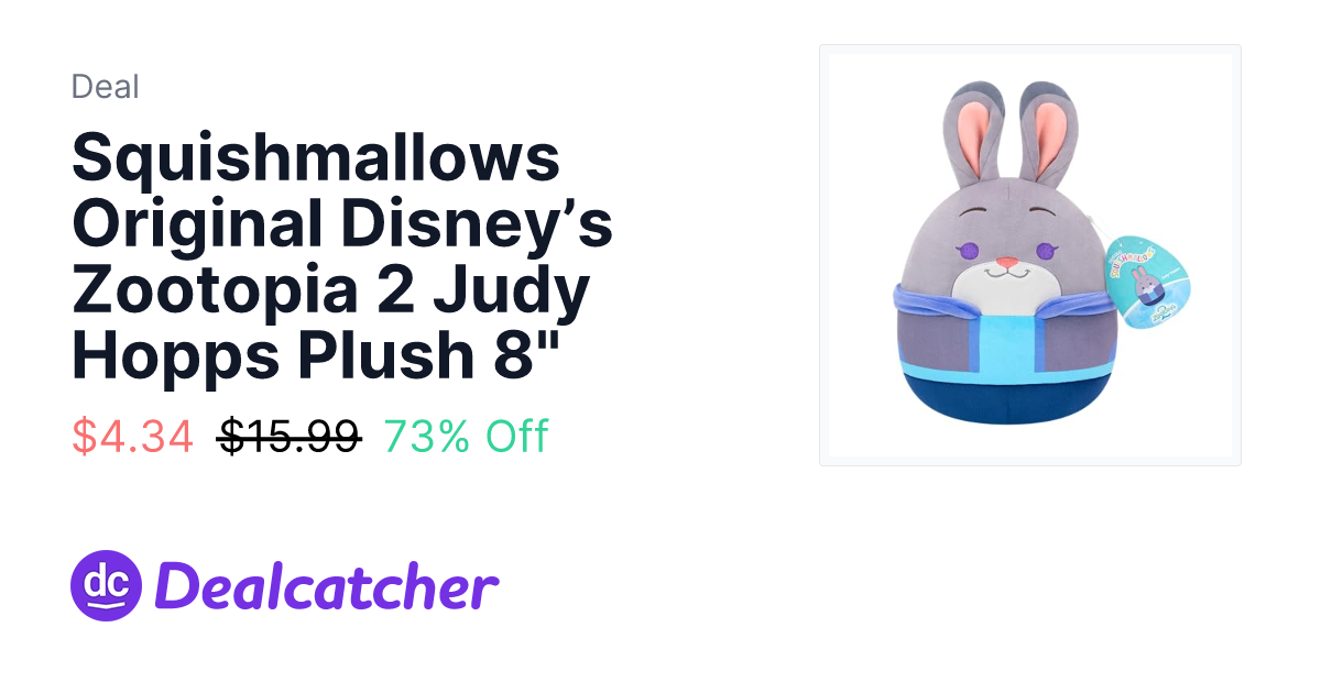 Amazon - Squishmallows Original Disney’s Zootopia 2 Judy Hopps Plush 8" $4.34