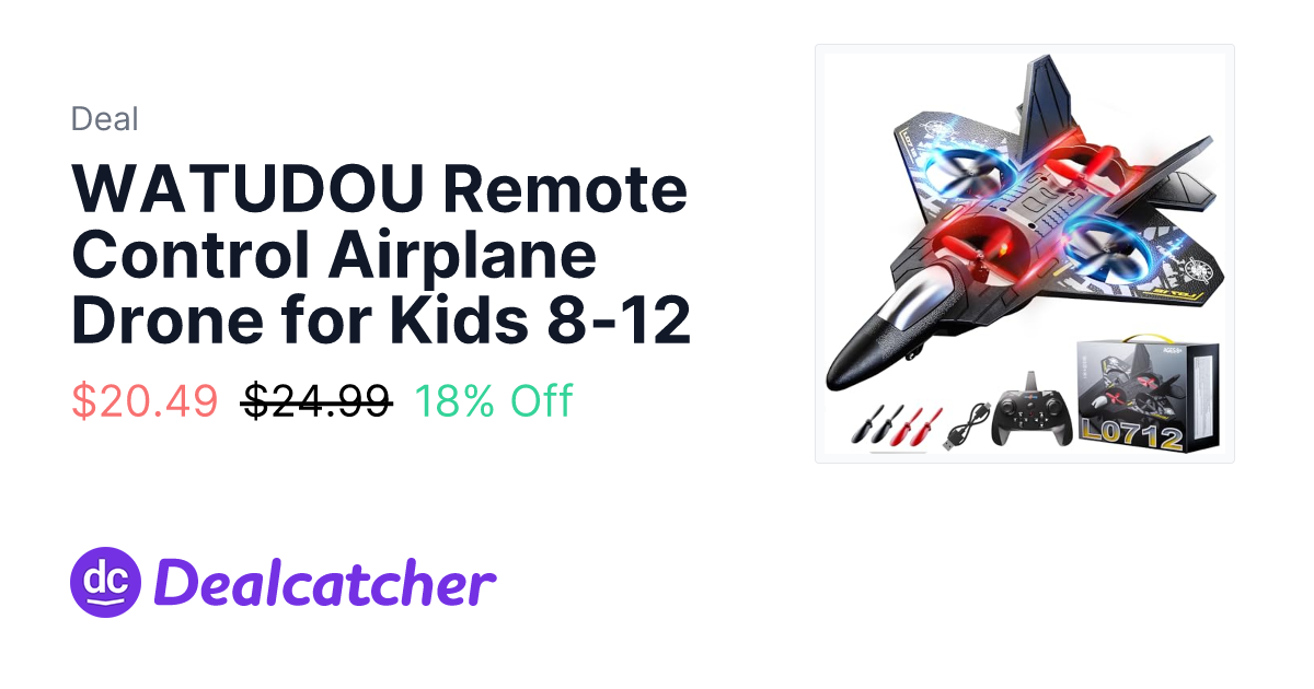 Amazon - WATUDOU Remote Control Airplane Drone for Kids 8-12 $20.49