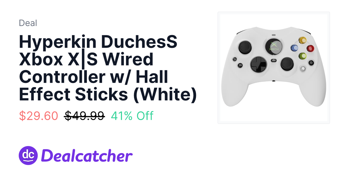 Amazon - Hyperkin DuchesS Xbox X|S Wired Controller w/ Hall Effect Sticks (White) $29.60