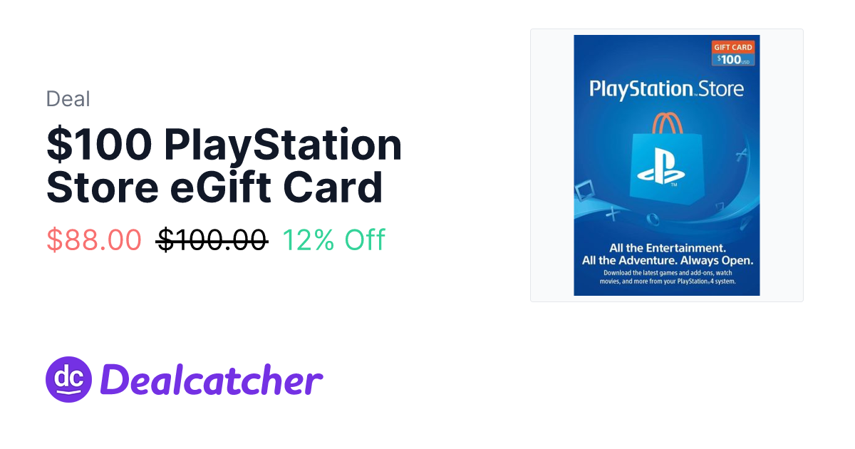 Eneba - $100 PlayStation Store eGift Card $88.00