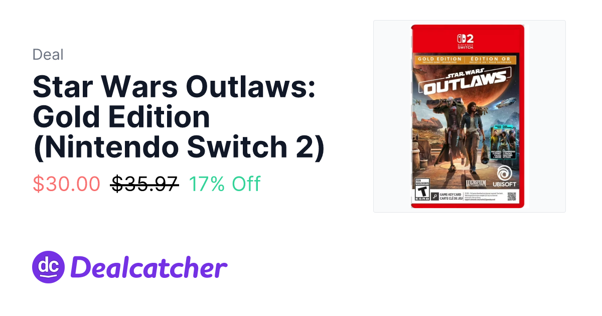 Walmart - Star Wars Outlaws: Gold Edition (Nintendo Switch 2) $30.00