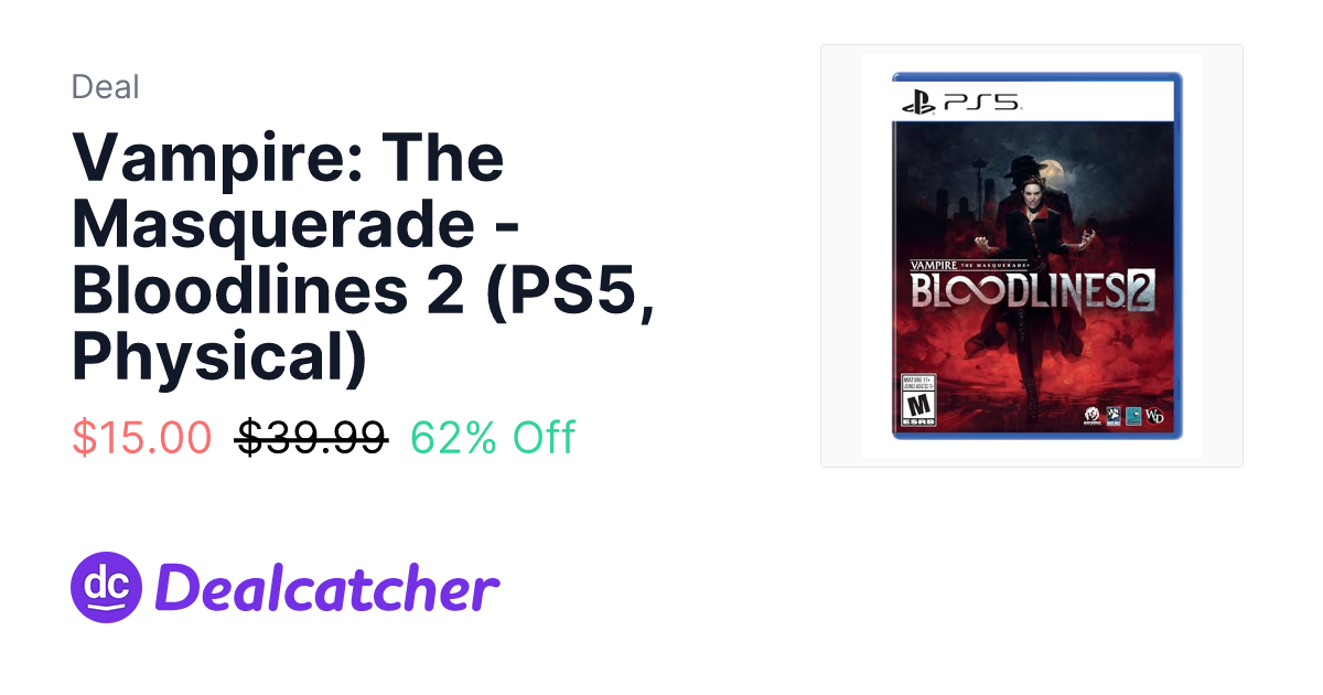 Amazon - Vampire: The Masquerade - Bloodlines 2 (PS5, Physical) $15.00