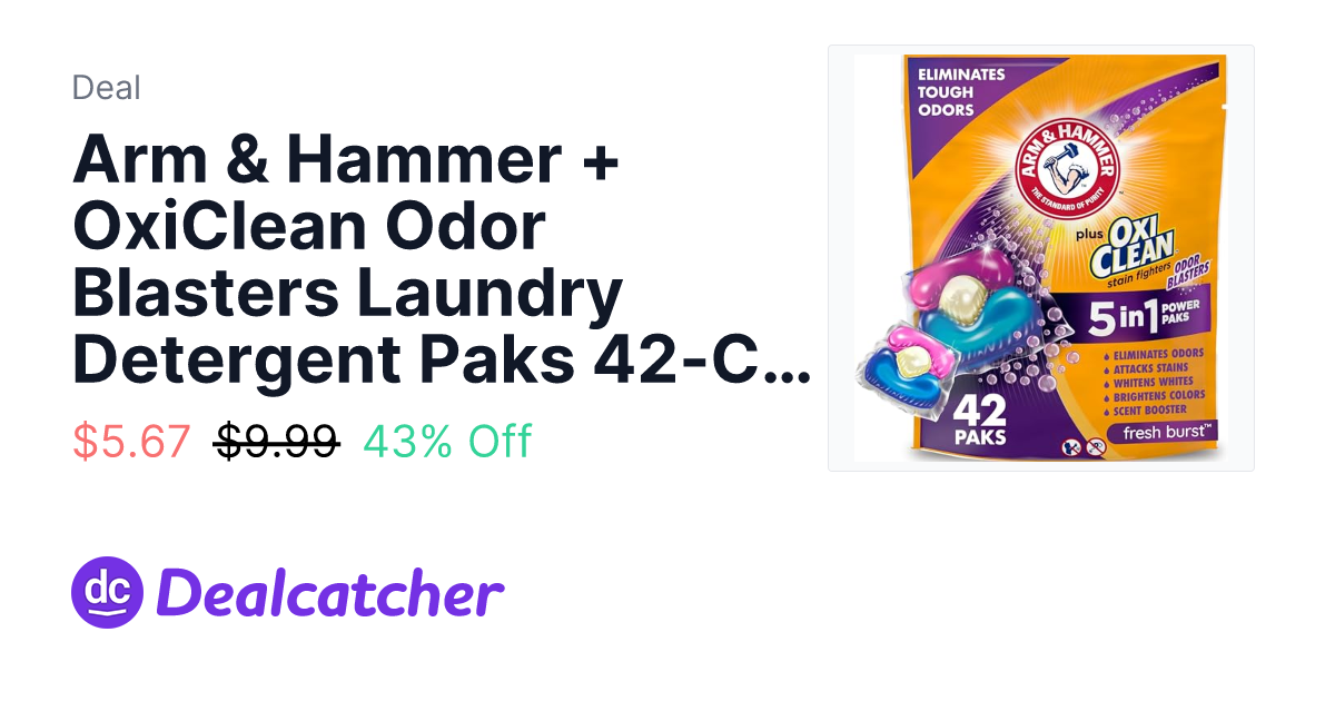 Amazon - Arm & Hammer + OxiClean Odor Blasters Laundry Detergent Paks 42-Ct $5.67
