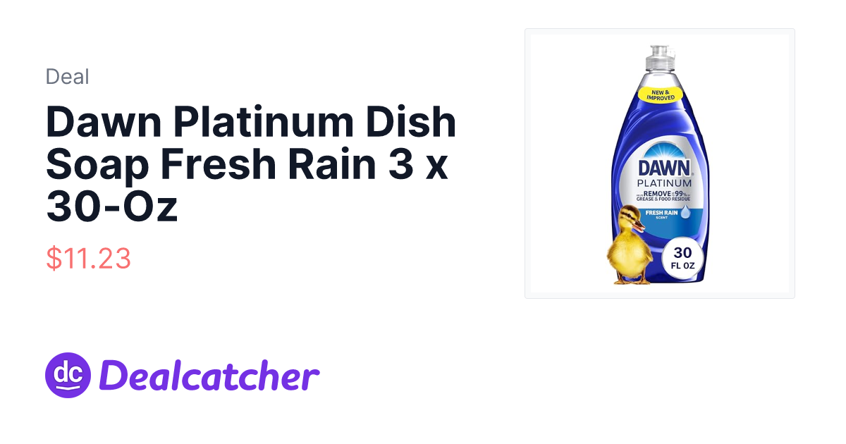 Amazon - Dawn Platinum Dish Soap Fresh Rain 3 x 30-Oz $11.23