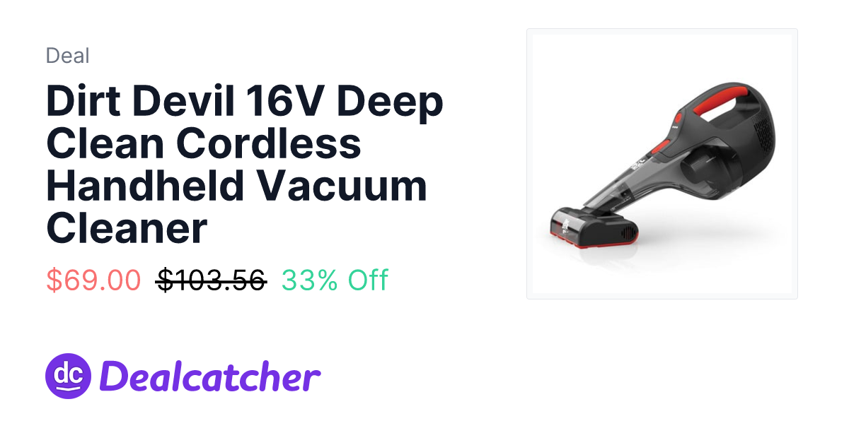DailySteals - Dirt Devil 16V Deep Clean Cordless Handheld Vacuum Cleaner $69.00