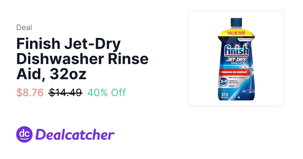 Amazon - Finish Jet-Dry Dishwasher Rinse Aid, 32oz $8.76