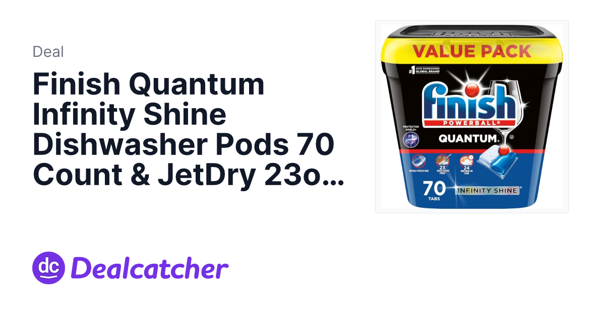 Amazon - Finish Quantum Infinity Shine Dishwasher Pods 70 Count & JetDry 23oz 3-Pack