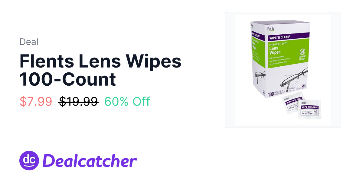 Amazon - Flents Lens Wipes 100-Count $7.99