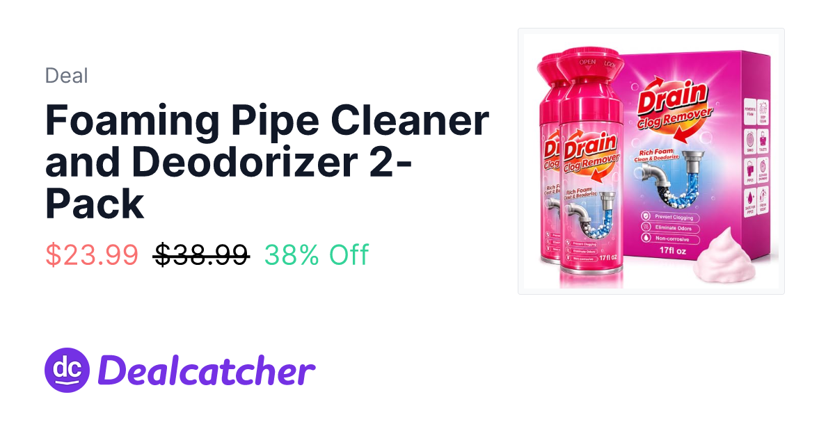 Amazon - Foaming Pipe Cleaner and Deodorizer 2-Pack $23.99