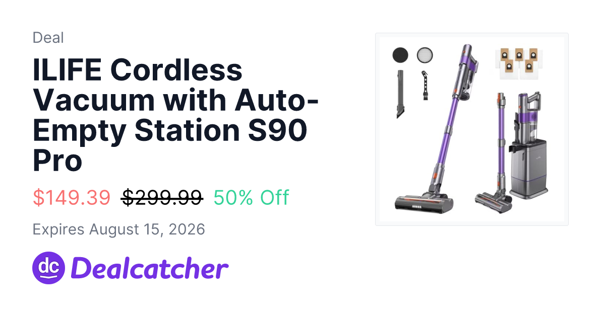 Amazon - ILIFE Cordless Vacuum with Auto-Empty Station S90 Pro $149.39
