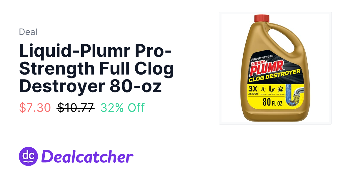 Amazon - Liquid-Plumr Pro-Strength Full Clog Destroyer 80-oz $7.30