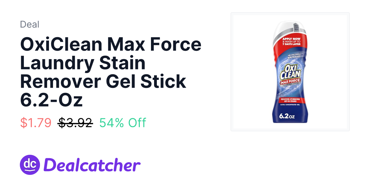 Amazon - OxiClean Max Force Laundry Stain Remover Gel Stick 6.2-Oz $1.79