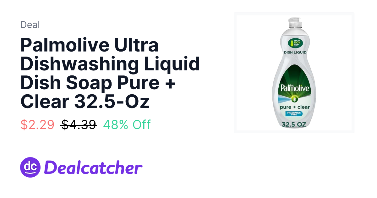 Amazon - Palmolive Ultra Dishwashing Liquid Dish Soap Pure + Clear 32.5-Oz $2.29