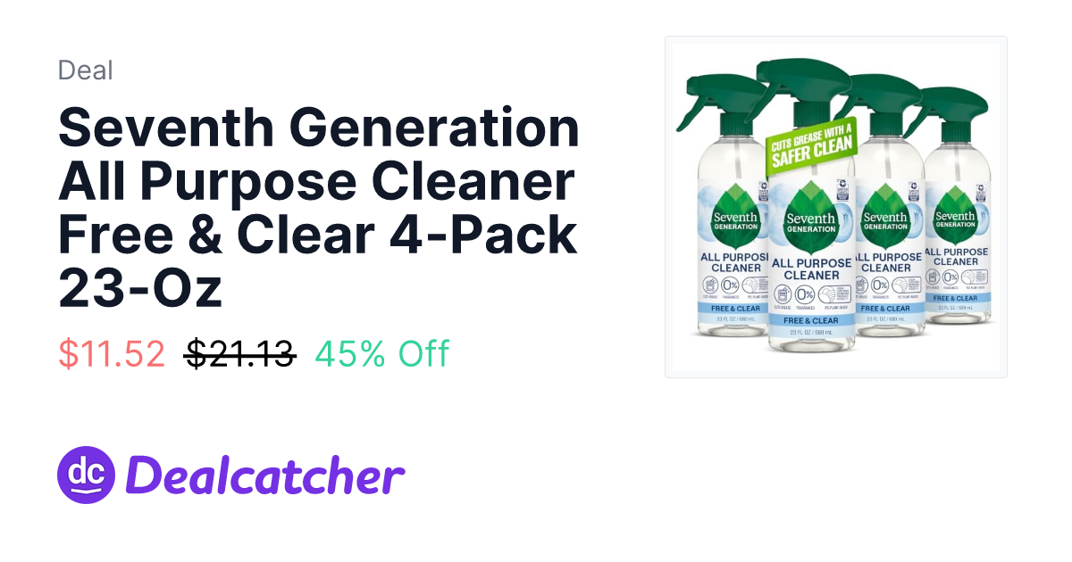 Amazon - Seventh Generation All Purpose Cleaner Free & Clear 4-Pack 23-Oz $11.52