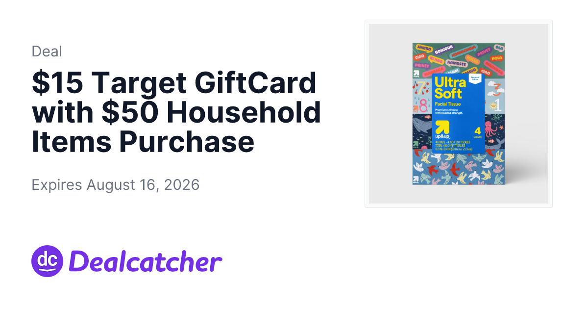 Target - $15 Target GiftCard with $50 Household Items Purchase